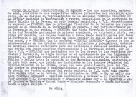 Copia mecanografada do documento de cesión das escolas do Círculo Habanero ao concello de Ribadeo...