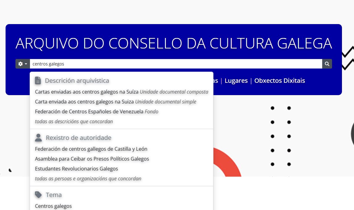 Suxestións de busca