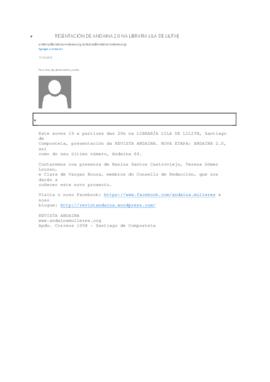 Convite á presentación da REVISTA ANDAINA. NOVA ETAPA: ANDAINA 2.0