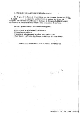Solicitude para ser inscritas no Rexistro xeral do concello de Compostela para asociacións de mulleres [curso 98-99]