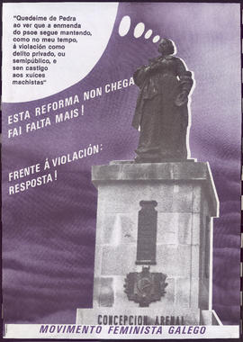 Quedeime de Pedra ao ver que a enmenda do psoe segue mantendo, como no meu tempo, a violación como dereito privado, ou semipúblico, e sen castigo aos xuices machistas. Esta reforma non chega fai falta máis! Frente a violación resposta!