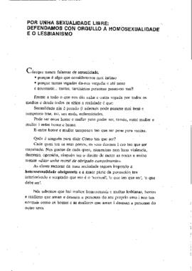 Por unha sexualidade libre: Defendamos con orgullo a homosexualidade e o lesbianismo . Festa na Praza do Toural