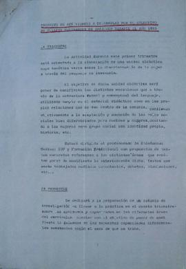 Proyecto de actividades a desarrolar por el Colectivo de Mulle[r]es Ensinantes de Santiago durante el año 1988