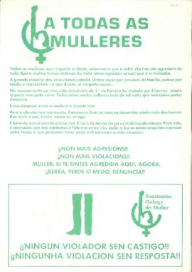 A todas as mulleres. Ningún violador sen castigo!!. Ningunha agresión sen resposta!!