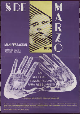 8 de marzo. As mulleres temos razóns para rebelarnos [cartel]