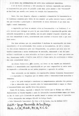 24 de xunio Día Internacional de Loita pola Liberación Homosexual