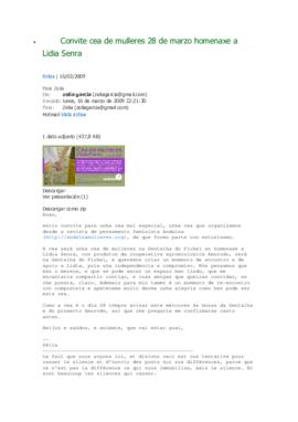 Convite cea de mulleres 28 de marzo homenaxe a Lidia Senra