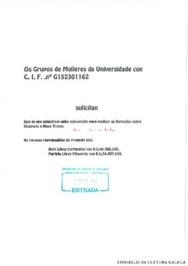 Solicitude de subvención á USC para xornadas sobre violencia e maos tratos