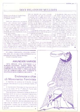 Enderezos e citas co movemento feminista (Andaina, n. 0, p. 11)