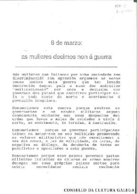 8 de marzo: as mulleres decimos non a guerra