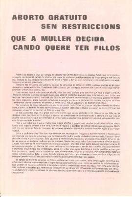 Aborto gratuito sen restriccions que a muller decida cando quere ter fillos