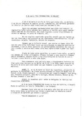 8 de marzo Día Internacional da Muller. Muller organizate e loita [á prensa:convocatoria accións]