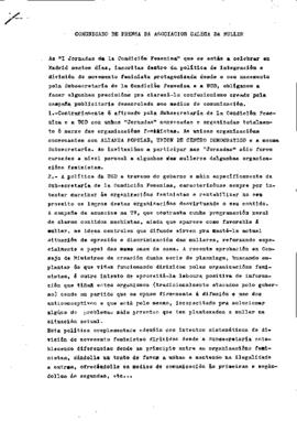 Comunicado de prensa da AGM [I Jornadas de la condición Femenina]