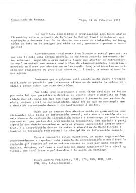 Comunicado de prensa [aborto]