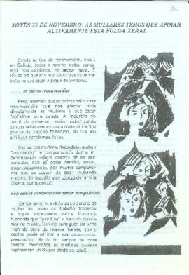 Xoves 29 de novembro: as mulleres temos que apoiar activamente esta folga xeral