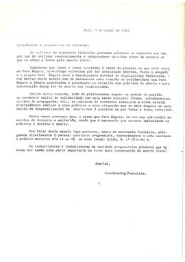 Compañeiros e compañeiras da sanidade [aborto]