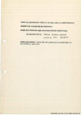 Solicitude de GMU ao Concello de Santiago de Compostela, curso 1998/1999, para ser inscritas no Rexistro xeral para asociacións