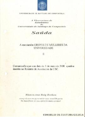 USC: comunica que GMU están inscritos no Rexistro de asociacións da USC