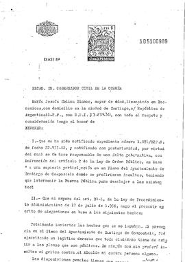 Suplicatorio ao gobernado Civil da Coruña