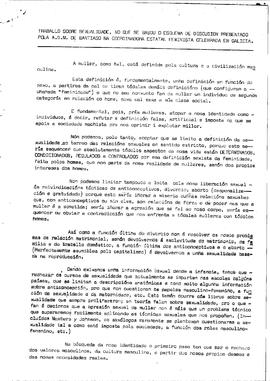Traballo sobre sexualidade, no que se basou o esquema de discusión presentado pola AGM de Santiago na Coordinadora Estatal Feminista Celebrada en Galicia