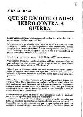 8 de marzo: Que se escoite o noso berro contra a guerra