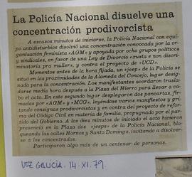 La policía nacional disuelve una concentración prodivorcista