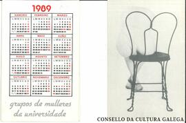ANVERSO: [corpo nu en cadeira de ferro] REVERSO: 1989. Grupos de Mulleres da Universidade