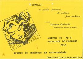 Charla: As novelas femininas e mulleres para mulleres. Falará Carmen Corbalán