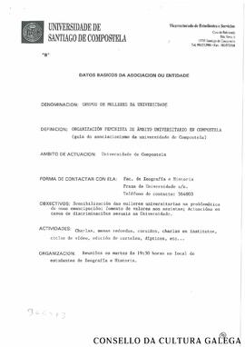 Datos básicos da Asociación ou entidade: Grupos de Mulleres da Universidade