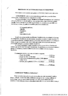 Programa de actividades para o curso 99/00