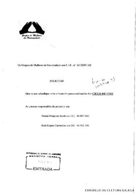 Solicitude de subvención á USC para ciclo de cine