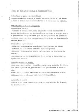 Curso de información sexual e anticoncepción [Programa e presuposto]