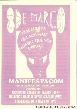 8 de março. Nem guerra que nos mate nem paz que nos oprima. No cantom