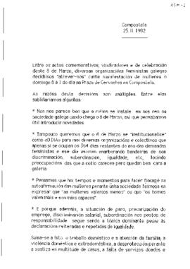 Entre os actos conmemorativos, vindicadores de celebración deste 8 de marzo