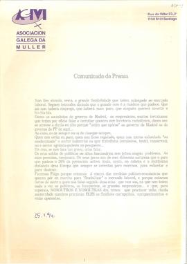 Comunicado de prensa [folga contra medidas económicas]