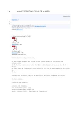 Convocatoria de manifestación polo 8 marzo