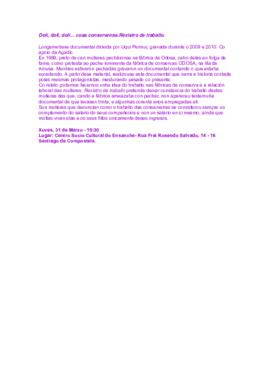 Presentación de Doli, doli, doli… coas conserveiras. Rexistro de traballo.