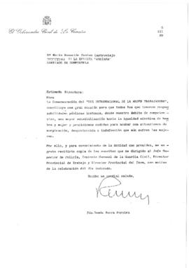 El Gobernador Civil de La Coruña a Dª María Asunción Santos Castroviejo. Directora de la Revista Andaina