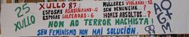25 Xullo Xullo 1987: ESPOSAS ASASIÑADAS=4 ESPOSAS GOLPEADAS=6 MULLERES VIOLADAS=12 SEN DENUNCIAR…? HOMES ABSOLTOS…? NON AO TERRORISMO MACHISTA! SEN FEMINISMO NON HAI SOLUCIÓN